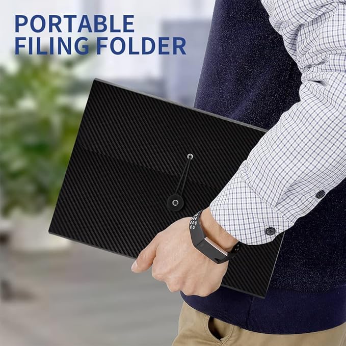 2Pcs Expanding File Folder, 13 Pockets Accordion File Holder Organizer, A4 Letter Size Paper Document Receipt Organizer Accordian Filing Folder for Classroom, Home, Office and Travel