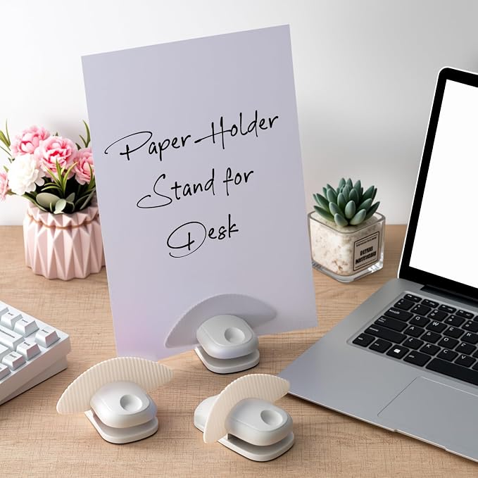 Faccito 1 Pcs Paper Holder Stand for Typing Non-Slip Mat Desktop Folder Document Holder with Anti-Slip Pads Portable Copy Stand Desktop Clamp for A4 Paper Office Reading (White)