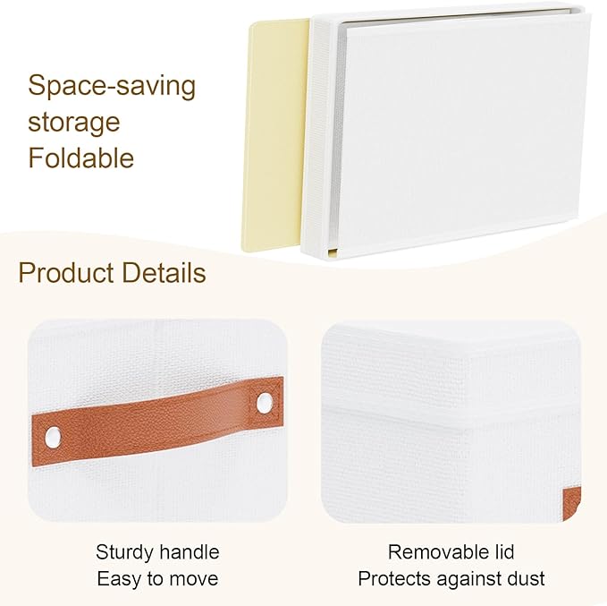 Storage Boxes with Lids, 10.2×7.8×6.7 Inch Storage Baskets, Closet Organizers for Shelves Organizing with Handles, White, 5-Pack