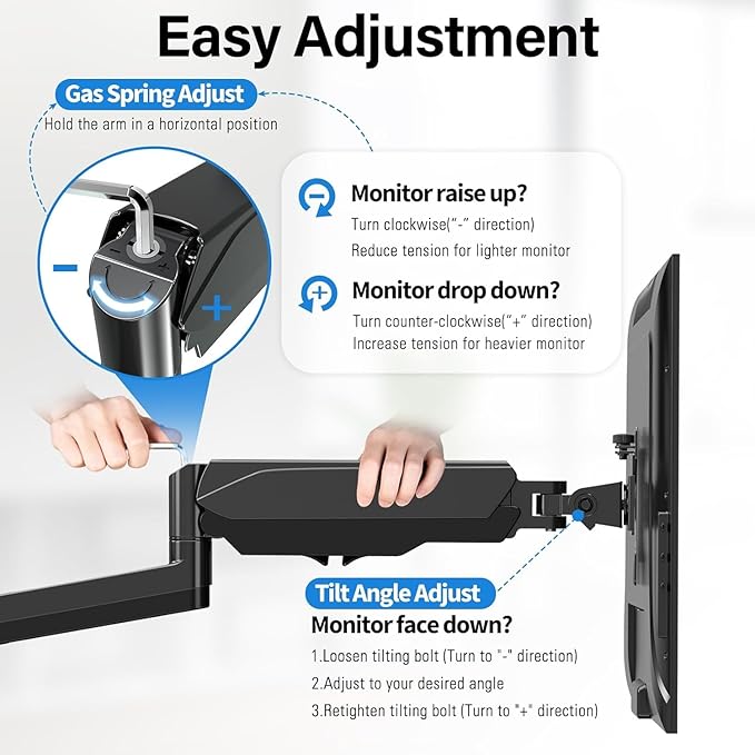 MOUNTUP Dual Monitor and Laptop Mount, Adjustable Monitor Stand for 2 Max 27" Computer Screens, Laptop Tray Fits 10-17inch Notebook, Holds 4.4-17.6lbs Per Arm, 3-in-1 Adjustable Monitor Desk Mount