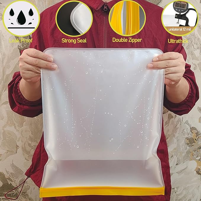 12 Pcs Reusable Food Storage Bags, 4 Type Different Sizes Leak Proof Reusable Freezer Bags, BPA Free, Used For Home Storage And Camping Food Storage