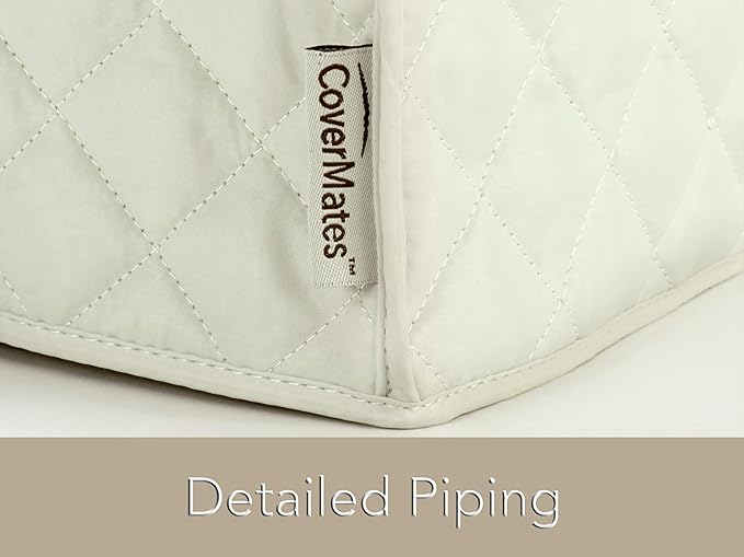 Covermates Keepsakes Air Fryer Cover – Quilted Deep Fryer Appliance Protector for Kitchen Counter Storage – Dust & Stain Resistant – Washable Slip-On Design, Cream