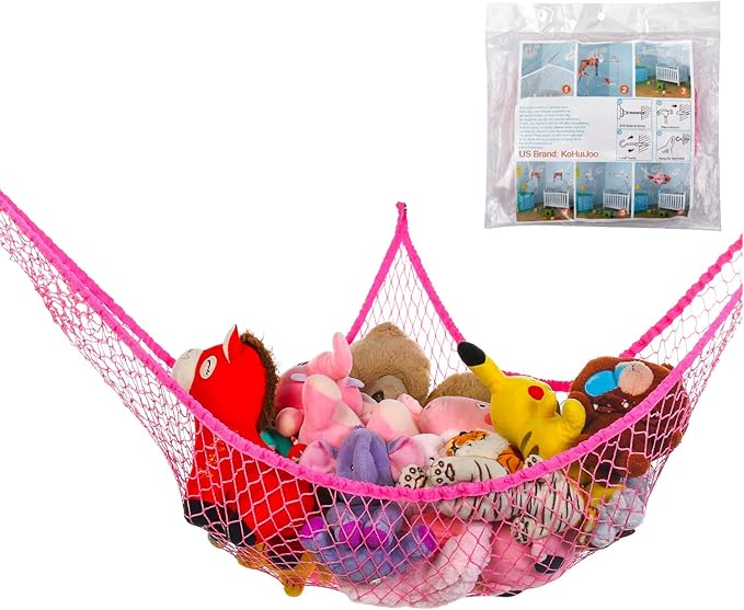 Toy Hammock, Stuffed Animals and Toy Storage Hammock Net, 70" Jumbo Wall Sling Corner Extra Large Kids Children Mesh Toy Net Organizer