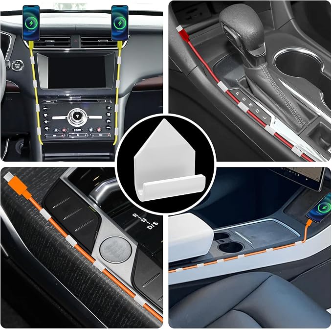 12 Pcs Car Trim Cable Clips, Car Cable Management Wire Organizer Cord-W | Neatly Organize Cables for Vehicle Interior, Easy Installation, Ideal for Phone Chargers, Dash Cams and More