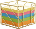Sticky Note Holder 3.8x3.8 Inches, Gold Desk Accessories | Functional Stylish Metal Notepads Memo Sticky Note Dispenser, Mesh Cube Gold Desk Organizer for Home School Office Supplies