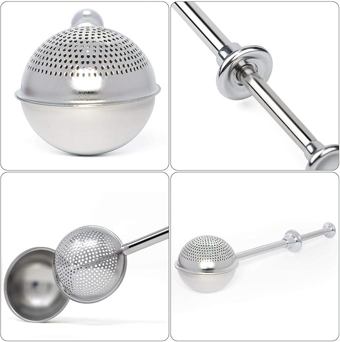 HULISEN Flour Duster, 304 Stainless Steel Flour Sifter for Baking | Spring-Press Handle, Dishwasher Safe, For Flour, Powdered Sugar, Fine Spices, Pick Up and Dust Flour Sifter, Gift Package