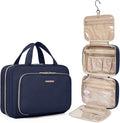 BAGSMART Toiletry Bag Hanging Travel Makeup Organizer with TSA Approved Transparent Cosmetic Bag Makeup Bag for Full Sized Toiletries, Medium-Navy