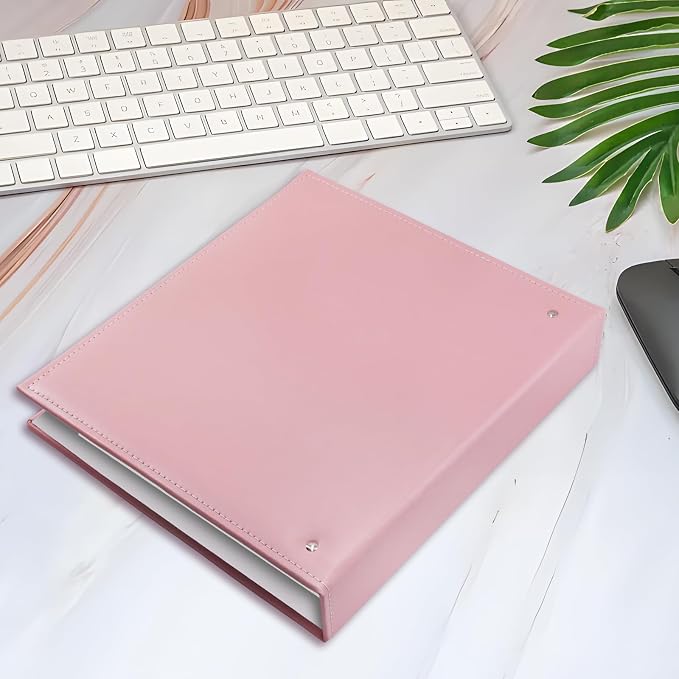 BYSTER A4 Business Card Organizer, PU Leather Card Binder with 30 Pack Sleeves (600 Pockets), Business Card Holder Book for Credit Cards, Membership Cards, and More - Pink