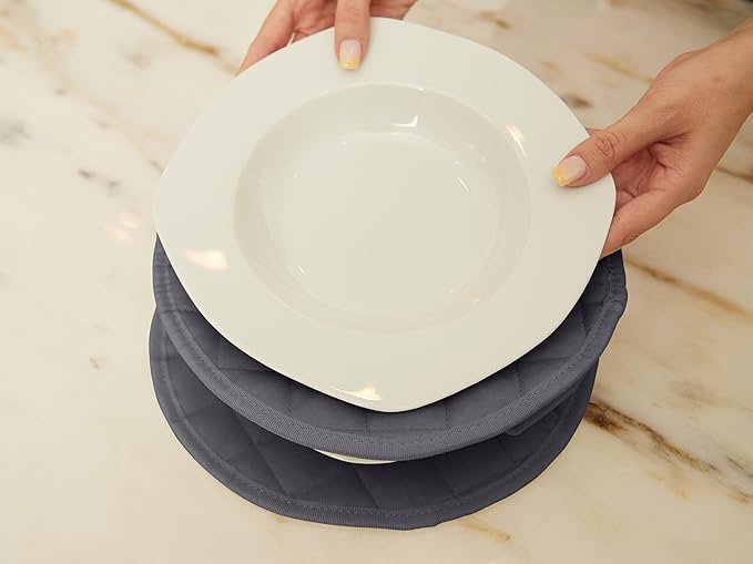 Covermates Keepsakes Quilted Dish Dividers – Set of Padded Plate Protectors for China & Dinnerware Storage, Scratch Protection, Machine Washable, Slate