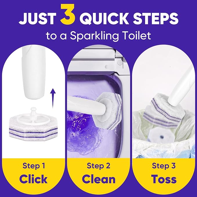 Aromative Toilet Brush Refills, Double-Layer Cleaning Pads Added, Compatible with Most Toilet Brushes，Lemon, Blue Ocean, Lavender（Patented）