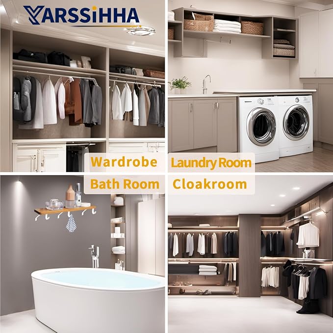 Yarssihha 6 Pack Adjustable Closet Rod Bracket, Wall Mounted Closet Shelf Bracket, White Closet Rod Support Bracket with Screws