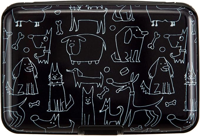 Credit Card Holder Wallet for Women Men RFID Blocking Small Metal Business Aluminum Protector Sleeves Slim Mini Cards Case (Black Funny Dogs Collection)