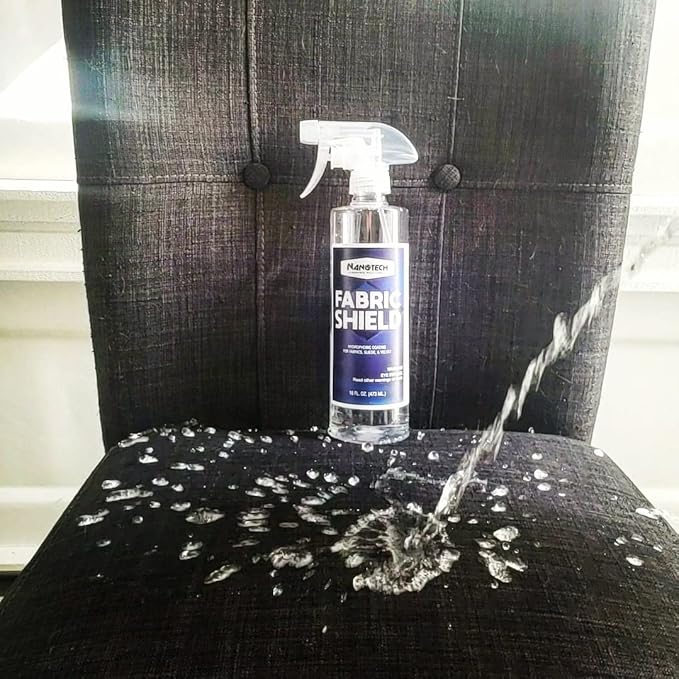 Nanotech Surface Solutions Fabric-Shield Sio2 Ceramic Liquid Repellent for Fabrics, Upholstery, Suede, Wool, Linen Prevents Stains from Wine, Coffee, Juice, Liquids Invisible Coating (16 Oz.)