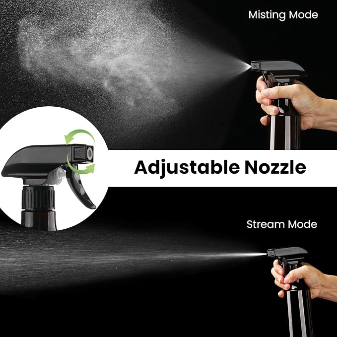 2 Pack 10oz/310ml Plastic Spray Bottles 360° Reverse Empty Spray Bottle Adjustable Nozzle Fine Mist Spray Bottle for Hair Cleaning Solutions Cooking Plant Essential Oils(Brown)