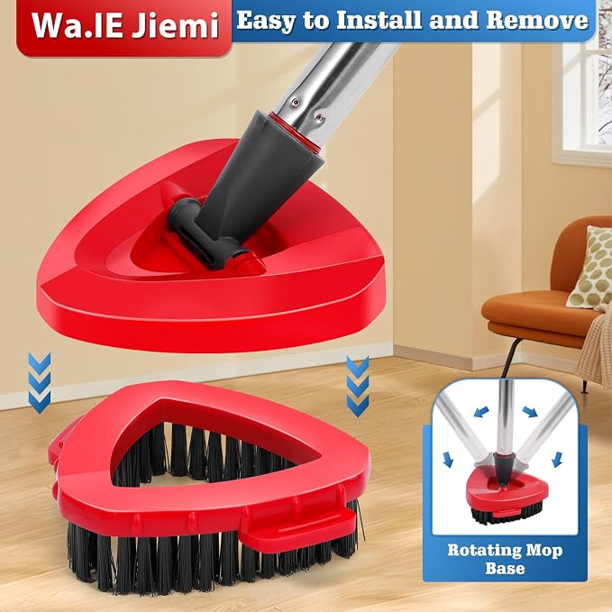 4 Pack Spin Mop Replacements Head Compatible for Ocedar RinseClean 2-Tank System,Microfiber Spin Mop Refills Head,1 Mop Scrub Brush + 1 Mop Base + 4 Pack Cleaning Floor Mop Head
