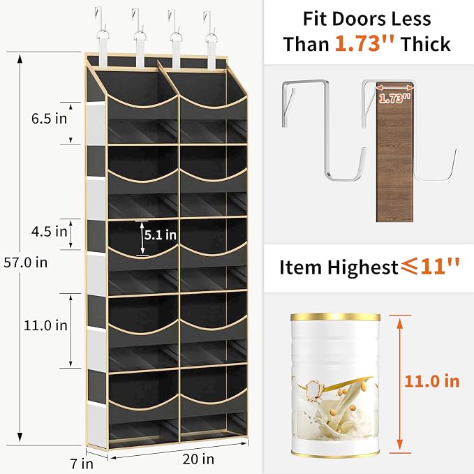 Aokeyee 5 Tiers Over the Door Storage Organizer with 10 Compartments | Behind Door Storage for Baby Nursery, 80lb Capacity Door Hanging Organizer for Closet Bedroom Bathroom