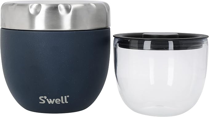 S'well Stainless Steel Food Bowls - 21.5oz - Azurite Eats - Triple-Layered Vacuum-Insulated Containers Keeps Food Cold for 11 Hours and Hot for 7 - Condensation-Free, Leak-Free and Dishwasher-Safe