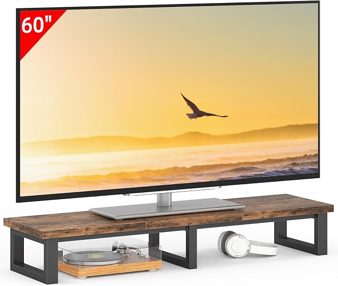YAOHUOO 45" Large TV Riser for 32-60 inch TV, TV Riser Stand Shelf,Brown