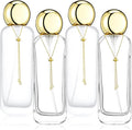 4 Pcs 4oz Luxury Glass Bottles with Pump Glass Toner Bottle with Gold Chain Perfume Spray Bottle Travel Lotion Vial with 2 Plastic Pump Head 2 Spray Head for Cosmetic Toner(Frosted and Clear)