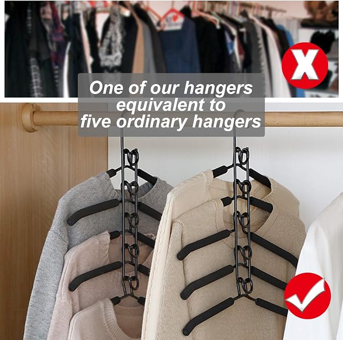 Space Saving Hangers for Clothes 2 Pack Closet Storage | Heavy Duty Non-slip Foam Padded, Detachable Design. Fits Shirts, Coats, Suits. Perfect Storage for Dorms & Apartments
