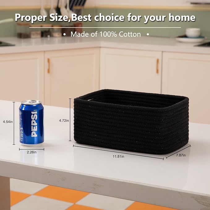 OIASKET 6 Pack Storage Baskets for Shelves, Small Baskets for Shelves, Cute Decorative Storage Bins, Organizer Basket for Gifts Empty, 11.8''Lx7.8''Wx4.7''H-Black