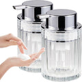 Amolliar Foaming Soap Dispenser, Plastic Pump Clear Glass Soap Dispenser, 8OZ Refillable Hand Soap Dispenser for Bathroom, Kitchen, Bath, Soap Pump Bottle for Liquid or Lotion Dispenser(Silver 2 Pack)