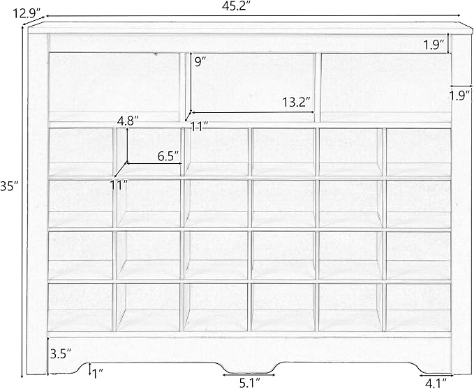 Flieks 24-Cube Organizer Shoe Storage Cabinet, Stylish Design Shoe Cabinet with Multiple Storage Capacity, Free Standing Cabinet with Curved Base for Entryway, Living Room, Hallway, Black