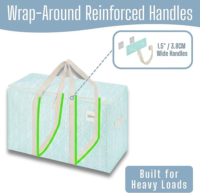 VENO 6 Pack Heavy Duty Moving Bags, Extra Large Storage Bags with Reinforced Handles & Strong Zippers, Foldable & Reusable Moving Box Alternative for Clothes & Dorm Storage
