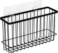 Toplife Wall Door Adhesive Kitchen Wrap Organizer Rack, No Drilling, Black