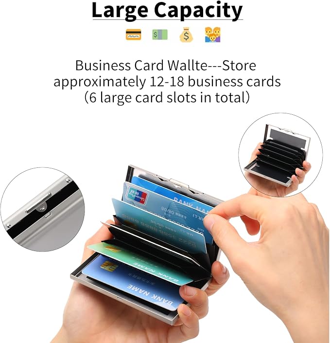 Stainless Steel Credit Card Wallet RFID Blocking Metal Case Pocket Business Card Holder for Women and Men
