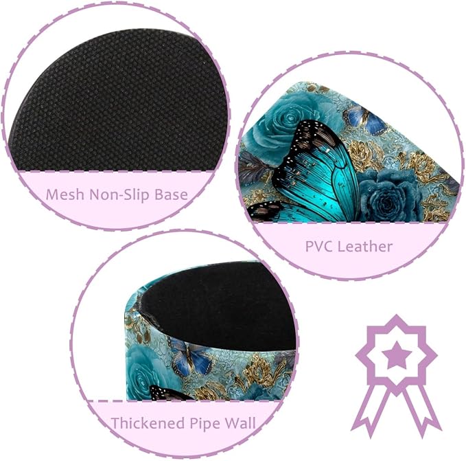 Navy Blue Butterfly Pen Holder Pencil Organizer for Desk, 3.1”x3.1”x3.9” Pencil Cup Office Supplies, Large Capacity Cute Pen and Makeup Brush Holder for School, Desktop