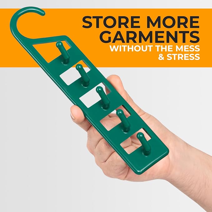 CraftyCrocodile Space Saving Hangers for Clothes - 2 in Pack, Heavy Duty Plastic, Multi Closet Space Savers for Shirts, Pants, Jeans, Sweaters - Hanger Organizer Space Saver