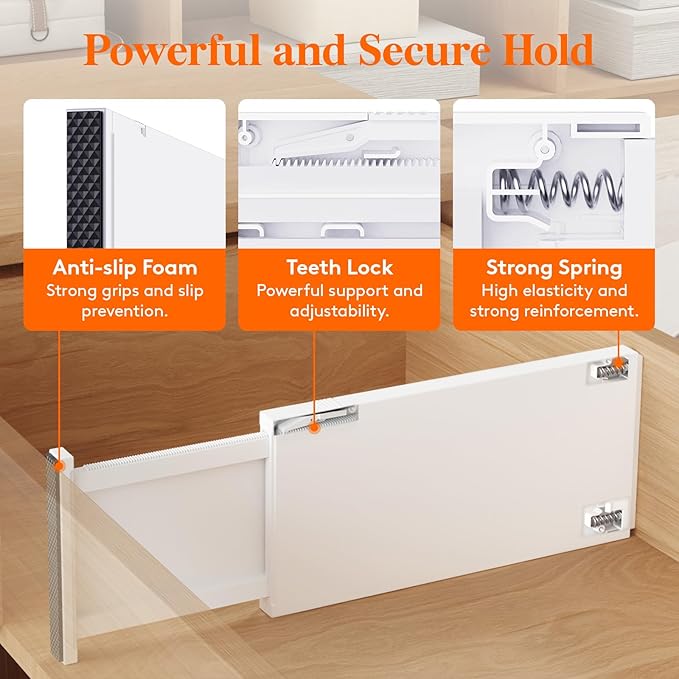 Lifewit 12 Pack 6" High Drawer Dividers 34-56cm/13.5-22" Adjustable Drawer Organizer for Clothes/Utensils, Expandable Drawer Separator in Dresser/Kitchen/Bedroom/Office Organization & Storage White