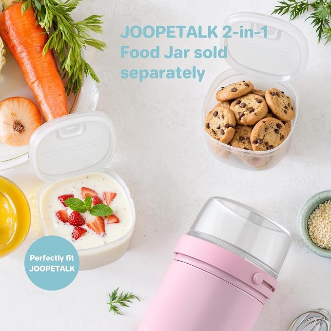 JOOPETALK 2 Pack Clear Snack Container Replacement Top Compartment for Insulated Food Jar, Leak-Proof Food-Grade Storage Container, Perfect for Kids Lunch Snacks