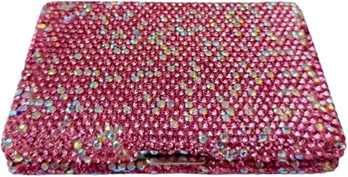 1Pc Card Wallet Card Case Bling Bling Business Card Holder,Pink | Fashion,Crystal and Aluminum,Unisex-Adults,Compact Purse,Rhinestone