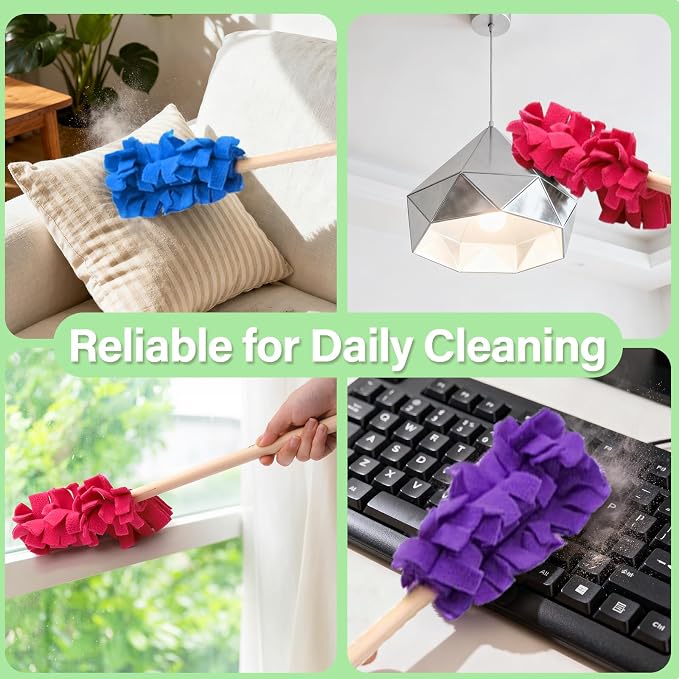 WRINGKIT 15 Pieces Reusable Duster Refill, 360° Heavy Duty Fleece Duster Pads Refills, Washable Hand Dusters Pads for Cleaning Ceiling, Fan Hardwoods Window Kitchen Floor