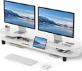 AFOOYO 2 Tier Dual Monitor Stand Riser,Wider Board Computer Monitor Stand for 2 Monitors,Slot For Phone/Tablet Office Desktop Organizer for Laptop,PC,Computer,Printer,White