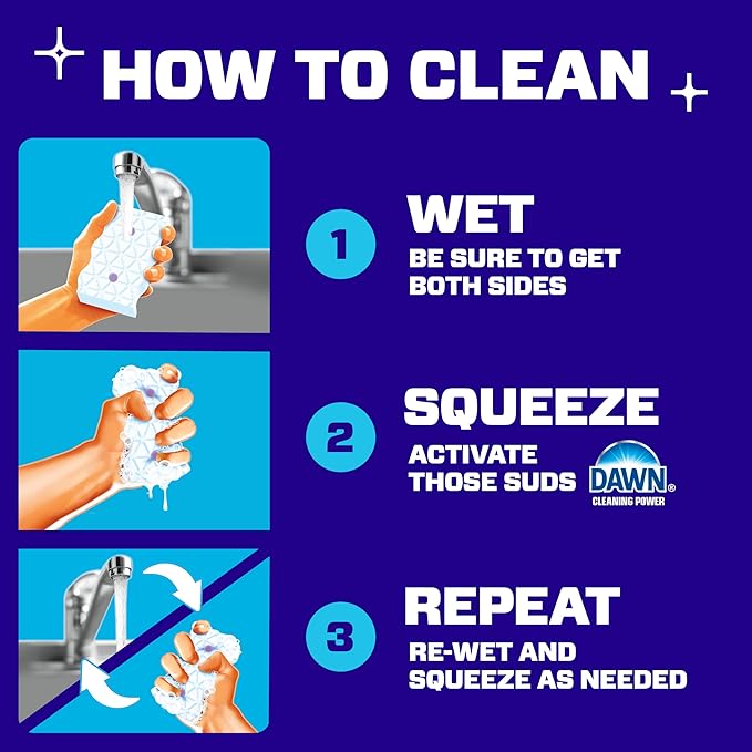 Mr. Clean Magic Eraser Sponge, Bathroom Cleaner, Shower Cleaner, Tub Cleaner, Soap Scum Remover, Bathroom Cleaning Supplies, Dawn Cleaning Power with Febreze Lavender Scent, 2 in 1 Bath, 7ct