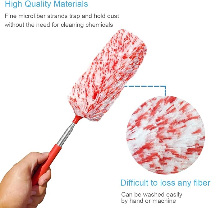 Tonmp 4 Pcs, [Microfiber] Hand [Duster] [Washable] Microfibre Cleaning Tool Extendable [Duster]s for Cleaning Office, Car, Computer, Air Condition
