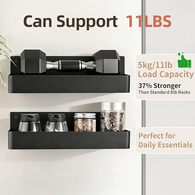 1 PACK Magnetic Spice Rack for Refrigerator Black Space Saving Storage Organizer with Rust Resistant Material Strong Magnetic Design Perfect for Small Kitchens (BLACK, 1PACK)