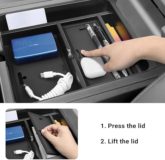 YOJOJOCO 2PCS Center Console Organizer Compatible with Honda 2023-2025 2026 Pilot ＆ 2024-2026 Ridgeline ＆ 2024-2026 Passport Accessories Hidden Storage Box Insert Tray