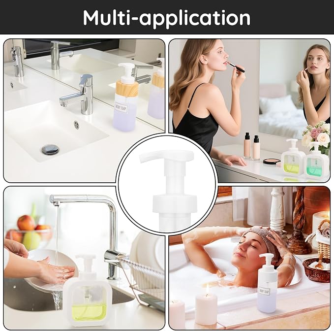 Segbeauty 3pcs White Foam Hand Soap Dispener Pump Replacement, Foam Dispenser Pump for Kitchen Hand Soap Dispensing Bottle, Bathroom Foaming Pumps Head, 40 Thread Size Foaming Bottle Lid Reusable