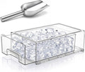 Havawish 1 Set Ice Container for Freezer with Scoop, Ice Storage Bin with Lid, Pull out Freezer Bin Organizer for Refrigerator, Clear Stackable Holder, Large 13.78 x 9.25 x 4.33 Inch