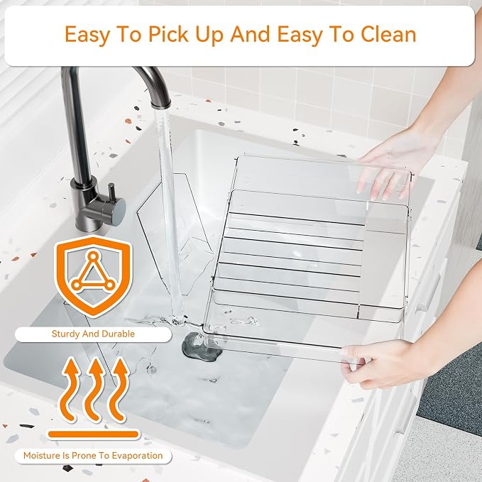 Yieach Acrylic Clear Expandable Kitchen Utensil Drawer Organizer and Silverware Organizer,BPA FREE Adjustable Silverware Tray for Drawer Cutlery,Spatula,Tools,Flatware Organizers,Fork and Spoon Holder