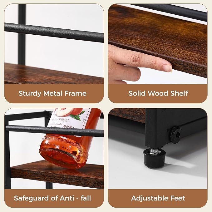 Coffee Syrup Rack Organizer, 2 Tier 10 Bottles Holder Stand for Bar | Coffee Syrup Liquor Bottle Display Shelf Bar Shelf Stand Countertop Rack for Syrup, Wine, Spice