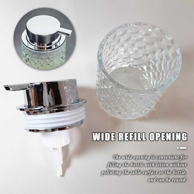 Glass Hand Foaming Soap Dispensers with Silver Pump Refillable Hand Soap Dispenser for Bathroom Kitchen (1Pack-D885)