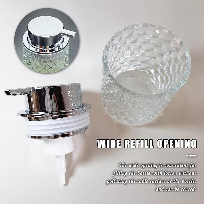 Glass Hand Foaming Soap Dispensers with Silver Pump Refillable Hand Soap Dispenser for Bathroom Kitchen (1Pack-D881)
