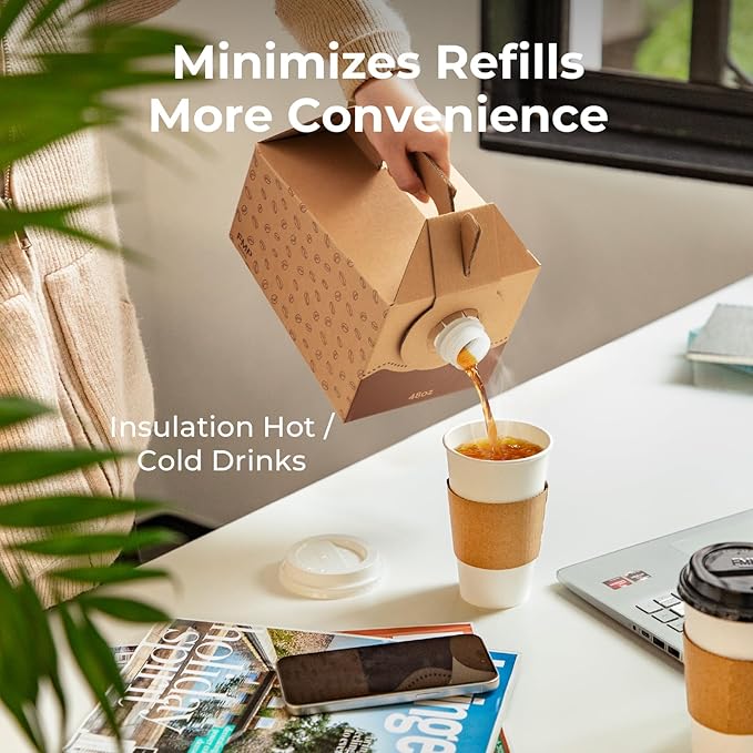 Fit Meal Prep 5 Pack 48 oz Disposable Coffee Dispensers with Handle, Insulated to Go Storage Containers, Portable Coffee Box Cold Hot Drink Dispenser Bulk for Party, Catering, Office, Take Out