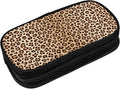 Perinsto Leopard Print Pencil Case Big Capacity Multi Compartment Stationery Box Cheetah Pencil Pouch Holder Desk Organizer For School Office Home