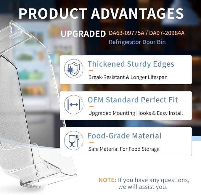 Upgraded DA63-09775A DA97-20984A Refrigerator Door Bin (Right Side) | Compatible with Sam-sung Refrigerator RF27T5201SR RF28T5001SR RF28T5021SR RF27T5241SR Upper Right Door Shelves Replacement